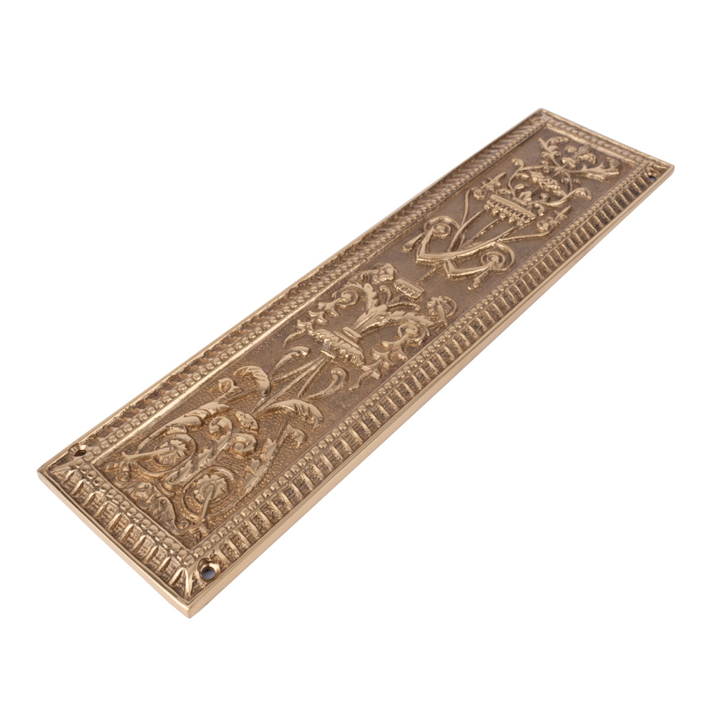 Dart Heavy Cast Brass Door Push Finger Plate - Period Design - 310mm x 76mm - Polished Brass